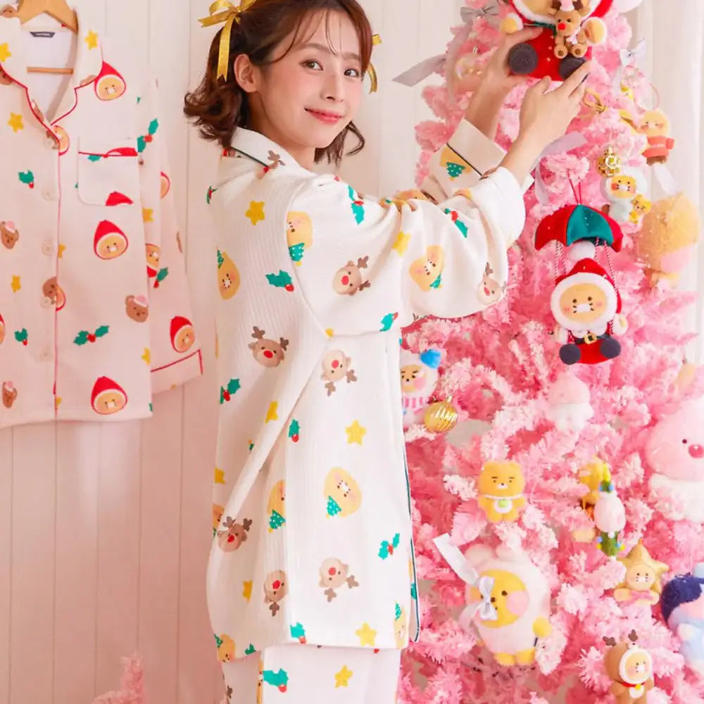 Kakao Friends - Merry Choon Christmas Quilted Pajamas Set - Kakao Friends - Pajamas - Harumio