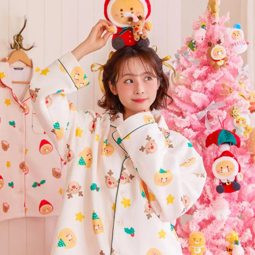 Kakao Friends - Merry Choon Christmas Quilted Pajamas Set - Kakao Friends - Pajamas - Harumio