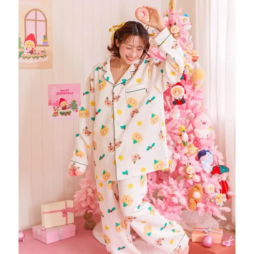 Kakao Friends - Merry Choon Christmas Quilted Pajamas Set - Kakao Friends - Pajamas - Harumio