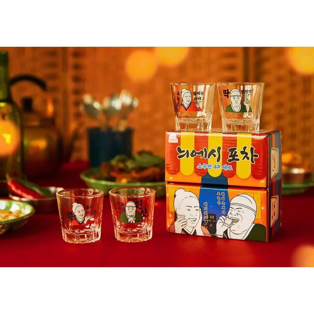 Kakao Friends - Nieshi Pocha Set (Soju Glass 2P + Somaek Glass 2P) - Kakao Friends - Glass Cup - Harumio