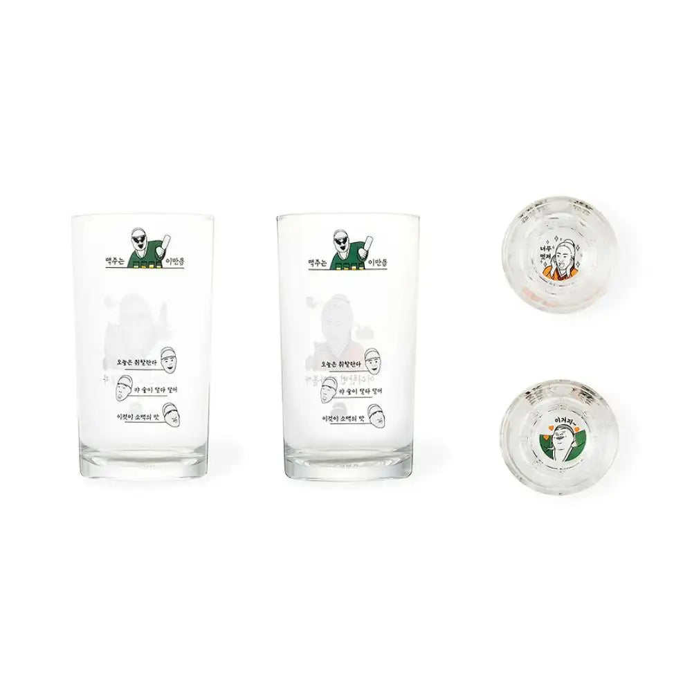 Kakao Friends - Nieshi Pocha Set (Soju Glass 2P + Somaek Glass 2P) - Kakao Friends - Glass Cup - Harumio