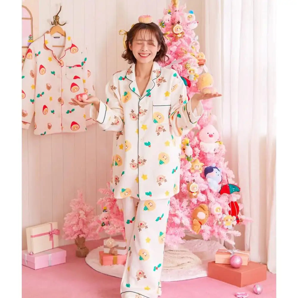 Kakao Friends - Merry Choon Christmas Quilted Pajamas Set - Kakao Friends - Pajamas - Harumio