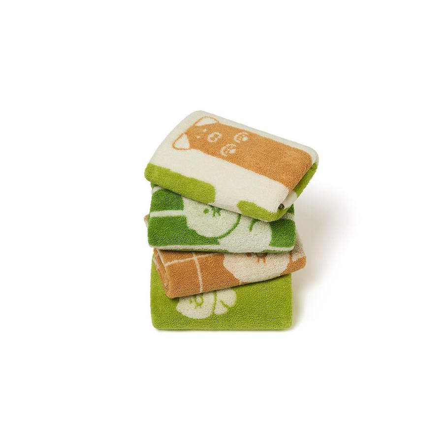 Kakao Friends - FRIENDAY Face Towel 4-Piece Set Green & Mocha (Choonsik)