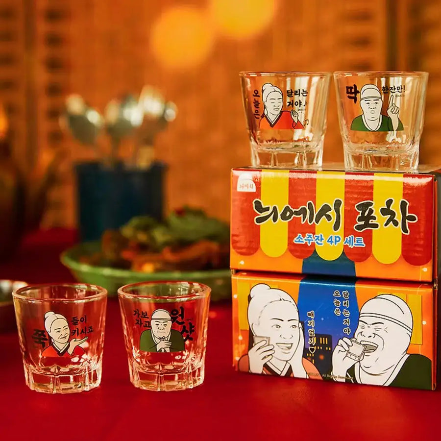 Kakao Friends - Nieshi Pocha Set (Soju Glass 4P) - Kakao Friends - Glass Cup - Harumio