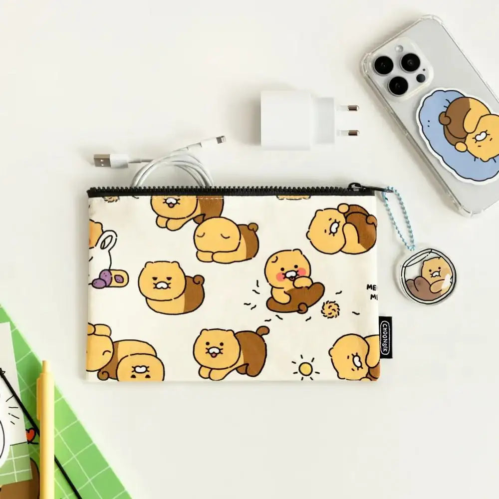 Kakao Friends - Choonsik Ordinary Pattern Flat Pouch - Kakao Friends - Pouches - Harumio