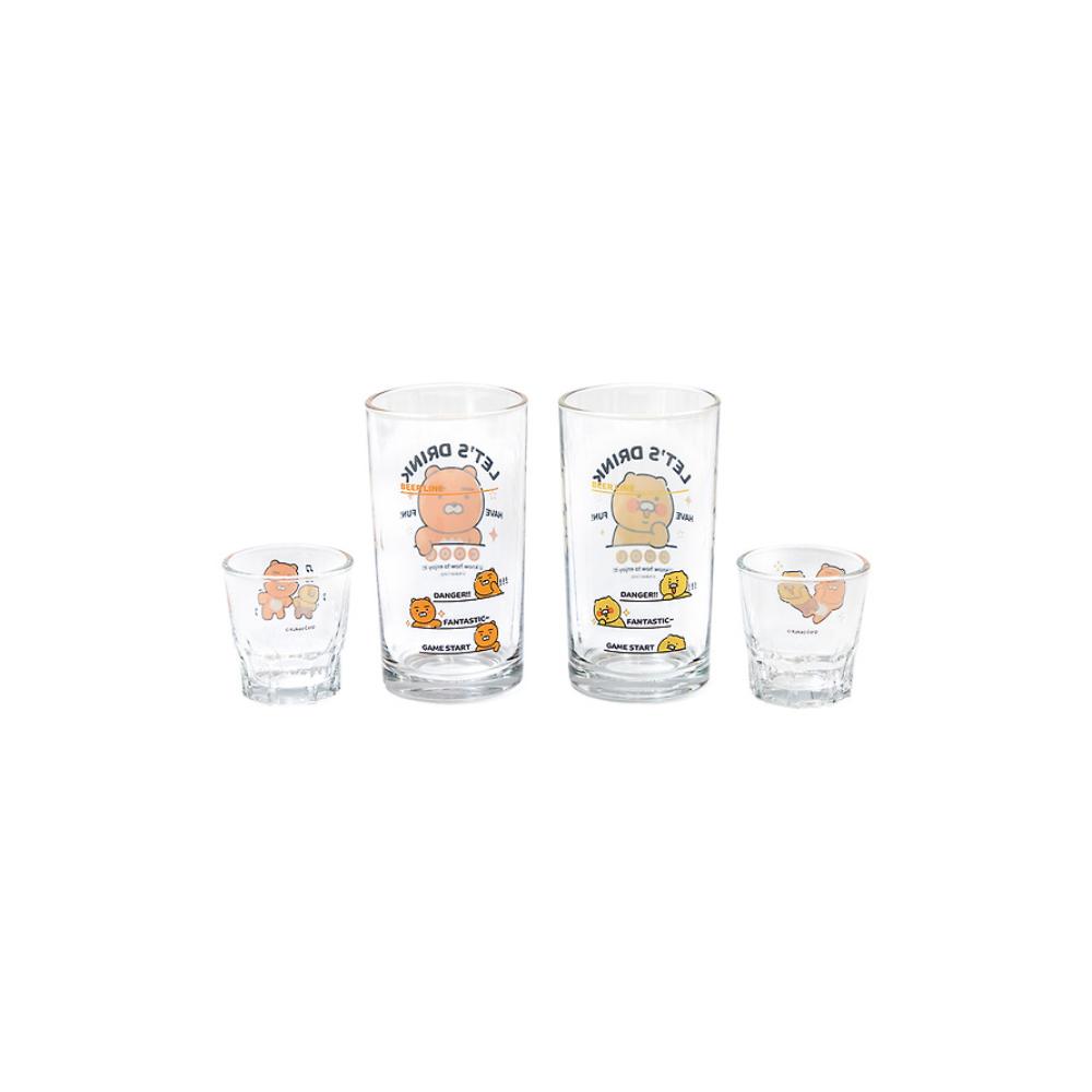 Kakao Friends - Ryan & Choonsik Soju & Beer Glass 4P-Set