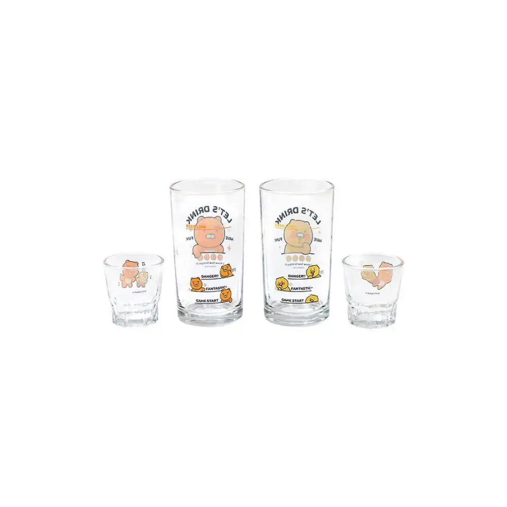Kakao Friends - Ryan & Choonsik Soju & Beer Glass 4P-Set - Kakao Friends - Glass Cup - Harumio