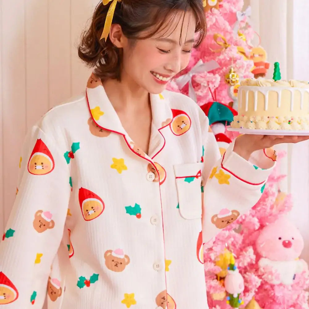 Kakao Friends - Merry Choon Christmas Quilted Pajamas Set - Kakao Friends - Pajamas - Harumio