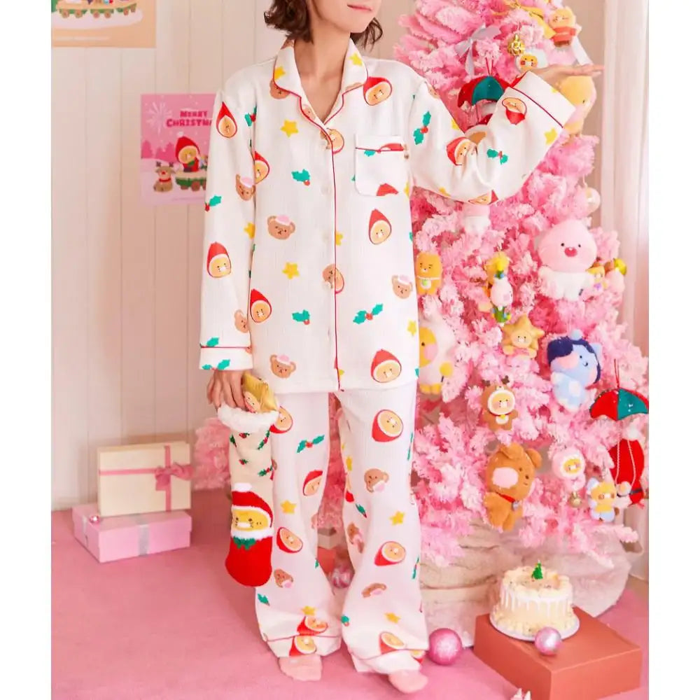 Kakao Friends - Merry Choon Christmas Quilted Pajamas Set - Kakao Friends - Pajamas - Harumio