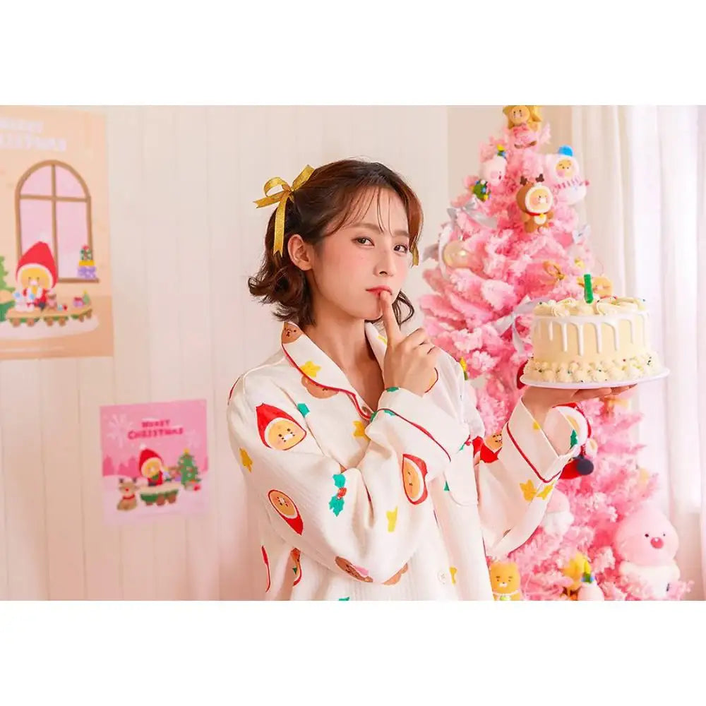 Kakao Friends - Merry Choon Christmas Quilted Pajamas Set - Kakao Friends - Pajamas - Harumio
