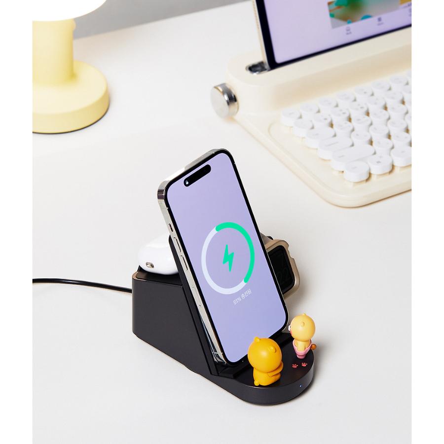 Kakao Friends - Ryan & Choonsik 3-in-1 Rotating Wireless Charging Stand
