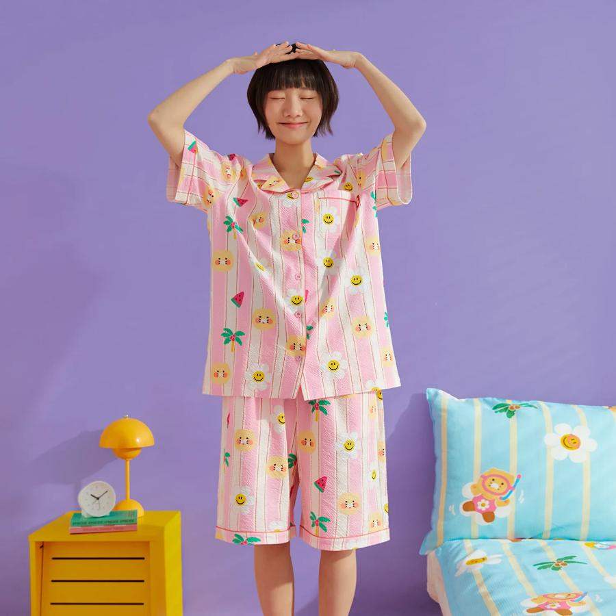 Wiggle Wiggle x Kakao Friends - Choonsik Cooling Pajamas Set (Pink) - Wiggle Wiggle x Kakao Friends - Pajama Set - Harumio