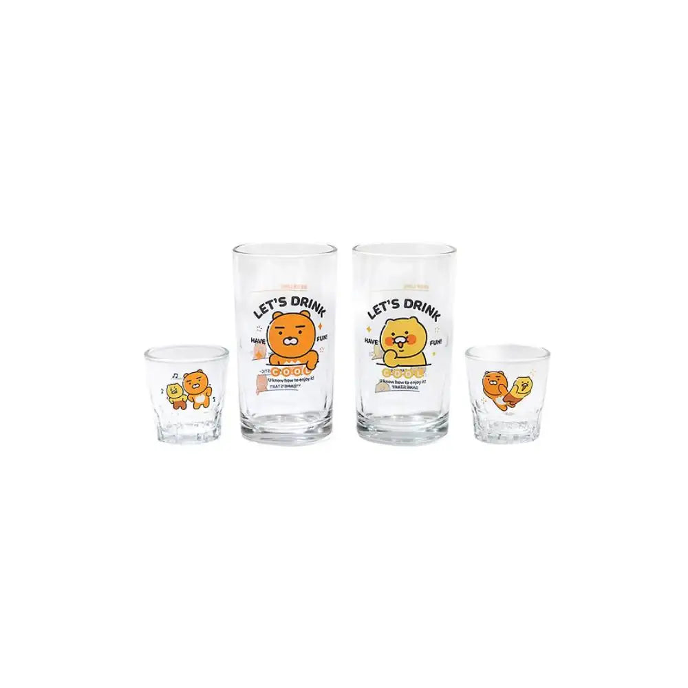 Kakao Friends - Ryan & Choonsik Soju & Beer Glass 4P-Set - Kakao Friends - Glass Cup - Harumio