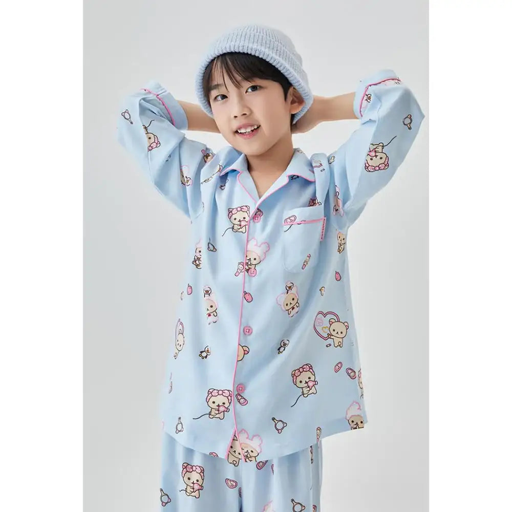 SPAO x Rilakkuma - Kuma's Free Time Long Sleeve Pajamas (Kids) - SPAO - Pajama Set - Harumio
