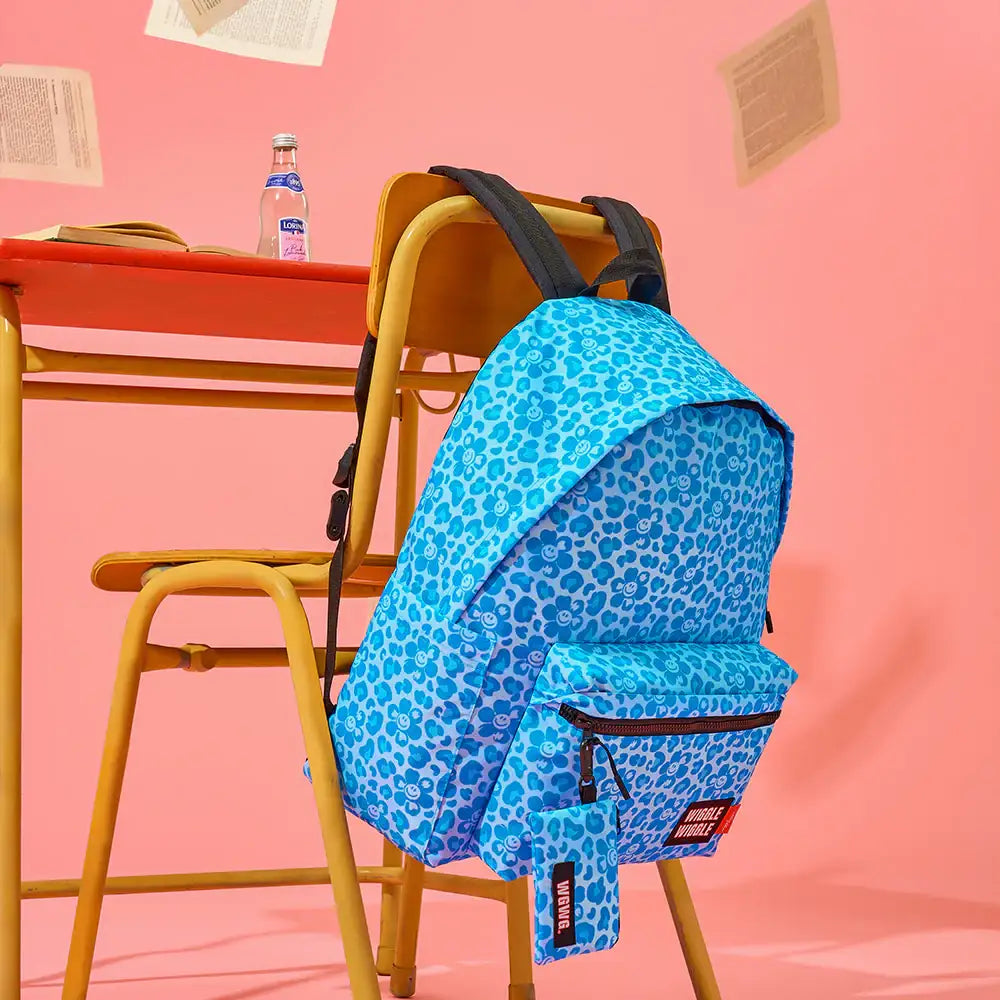 Wiggle Wiggle - Smile We Love Safari Blue Pattern Backpack (L) - Wiggle Wiggle - Backpack - Harumio
