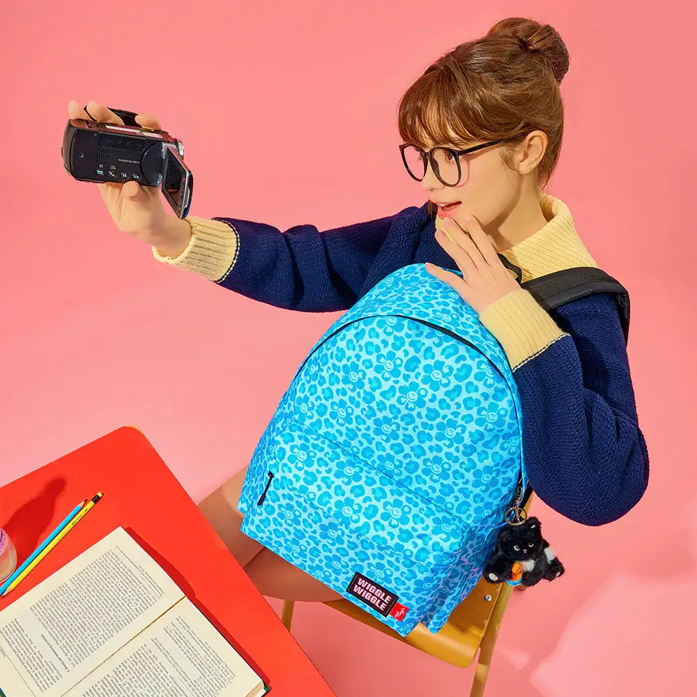 Wiggle Wiggle - Smile We Love Safari Blue Pattern Backpack (L) - Wiggle Wiggle - Backpack - Harumio