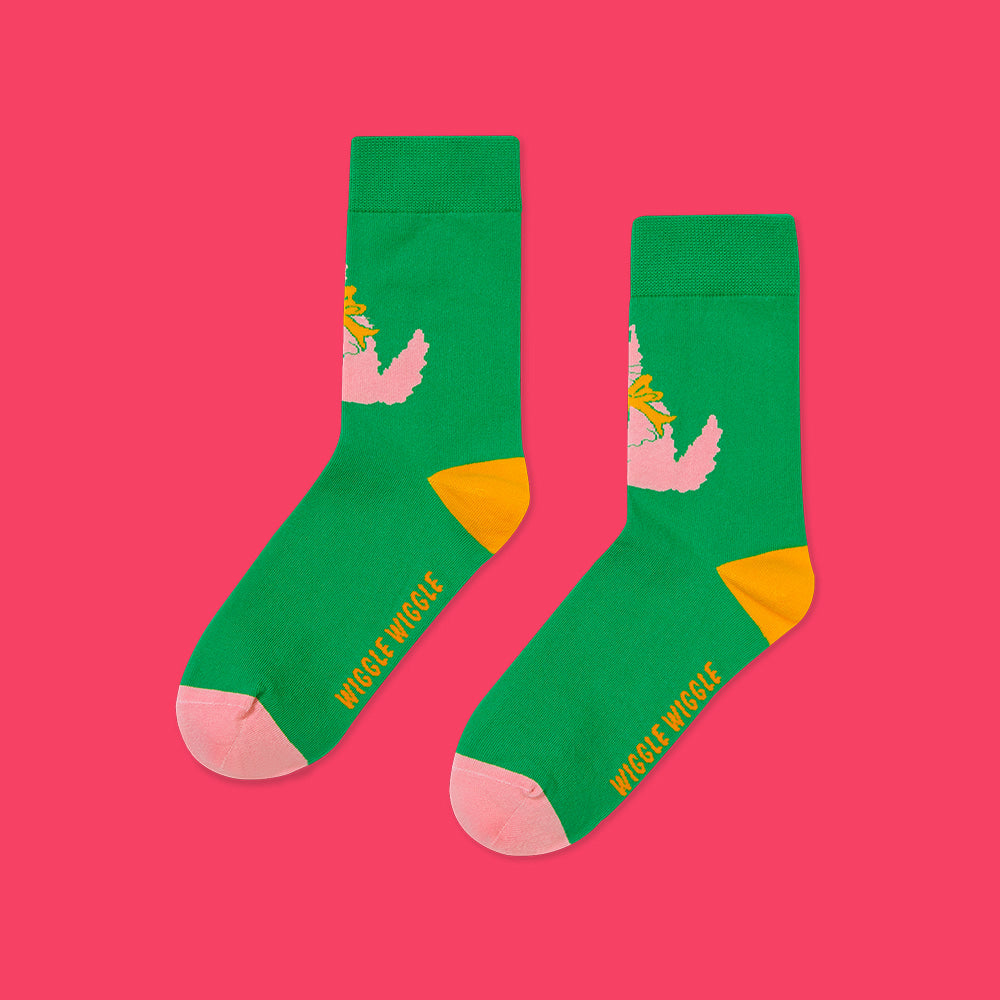 Wiggle Wiggle - Kitten Green Patterned Socks