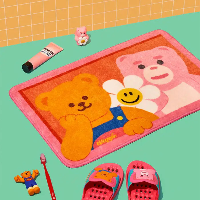 Wiggle Wiggle x Bellygom - Bear Flower Floor Mat - Wiggle Wiggle - Slippers - Harumio