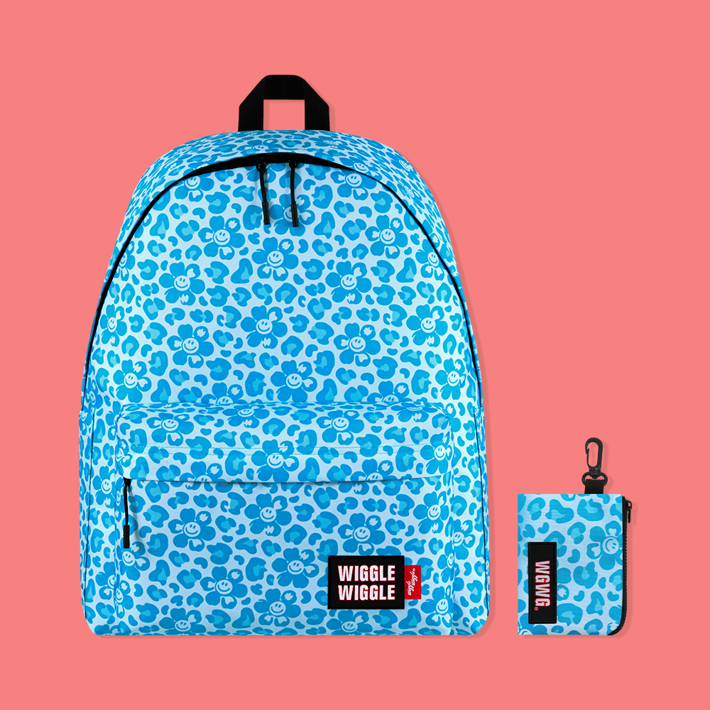 Wiggle Wiggle - Smile We Love Safari Blue Pattern Backpack (L)