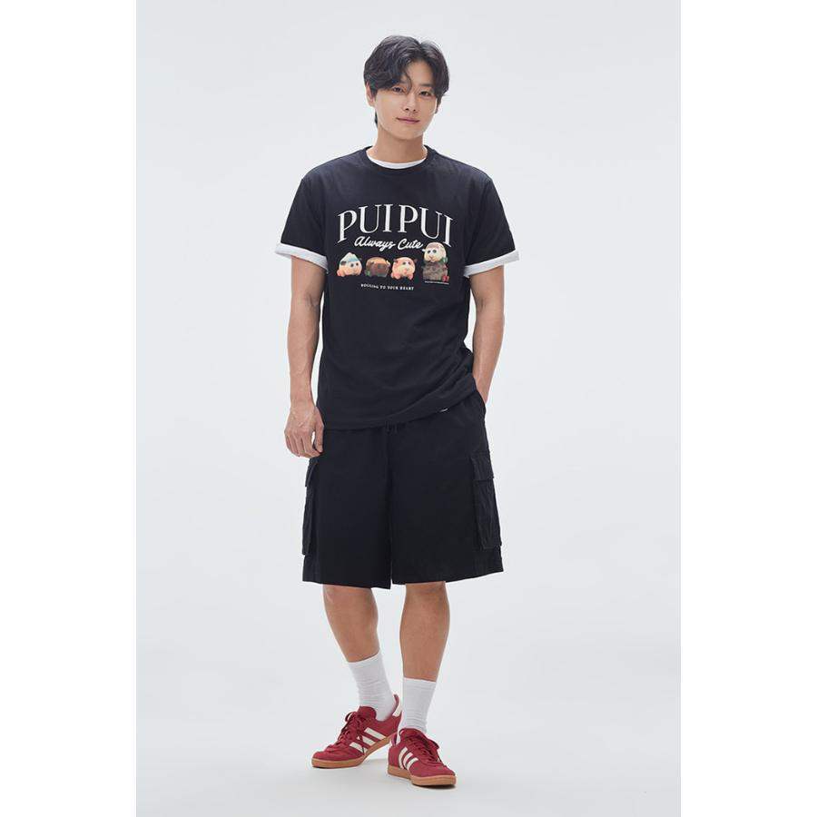 SPAO x Pui Pui Moruka - Short Sleeve T-Shirt (Black) - SPAO - T-Shirt - Harumio