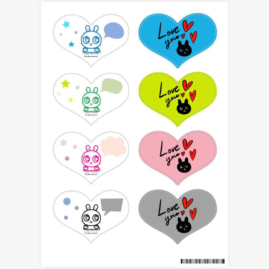 Artist Kitty Studio - Multi-Color Rabbit Heart Sticker - Marpple Shop - Sticker - Harumio