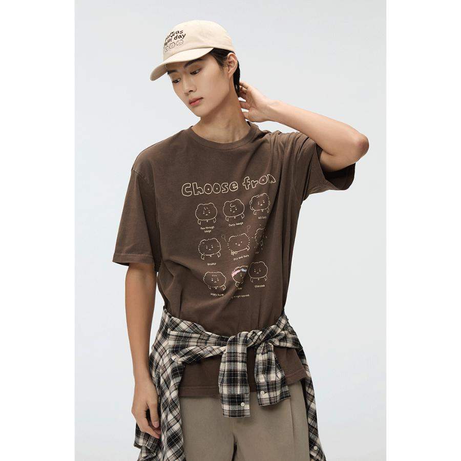 SPAO x Manggeureojin Gom - Choose From Brown Short Sleeve T-Shirt - SPAO - T-shirt - Harumio