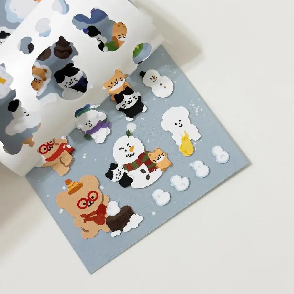 Teteum - Let's Play in the Snow Sticker - Teteum - Stationary - Harumio