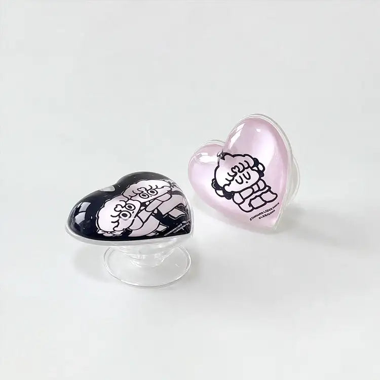 Standard Love Dance - LEEGONG Black Cherry Pie Heart-Shaped Phone Grip - Line Friends Square - Phone Grip - Harumio