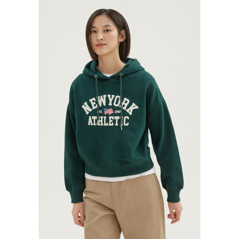SPAO - NEWYORK Crop Hooded Pullover