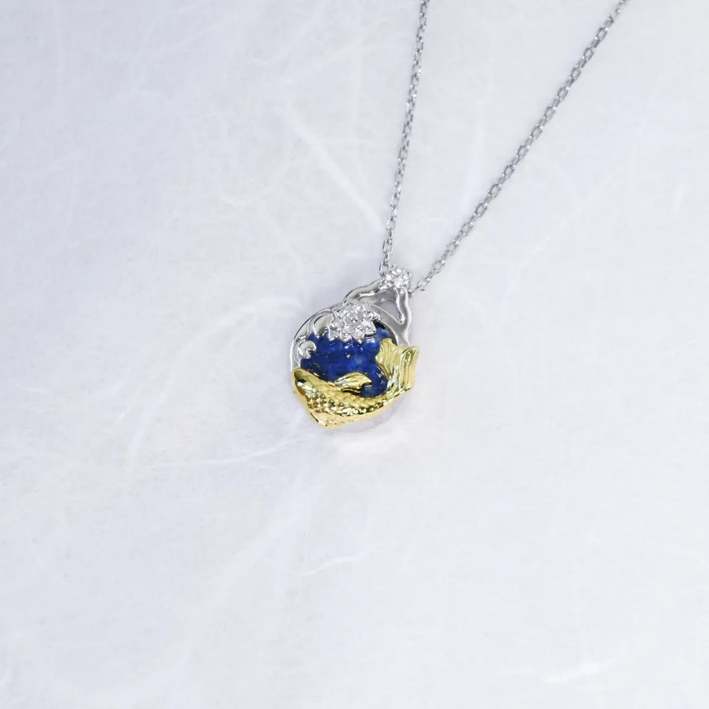 Ellie - Oriental painting of the night sky Pond Necklace (tumblbug)