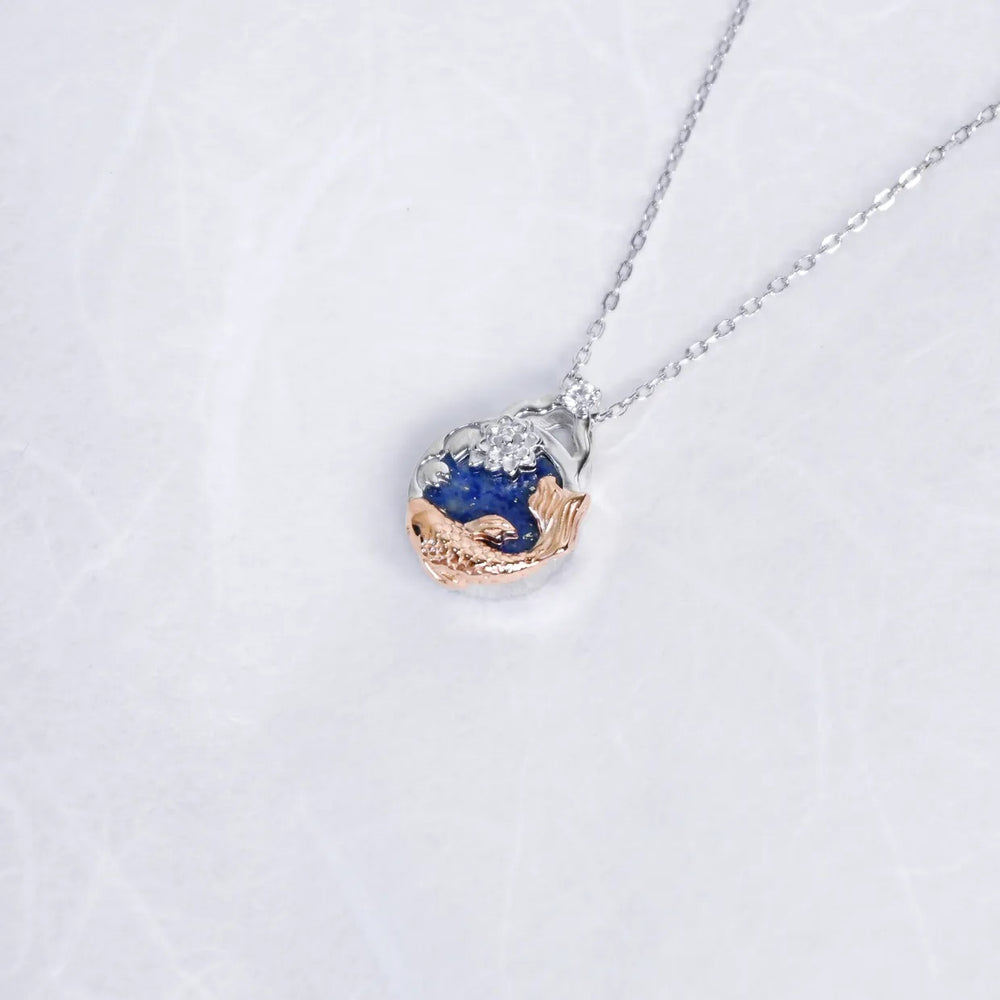 Ellie - Oriental painting of the night sky Pond Necklace (tumblbug)