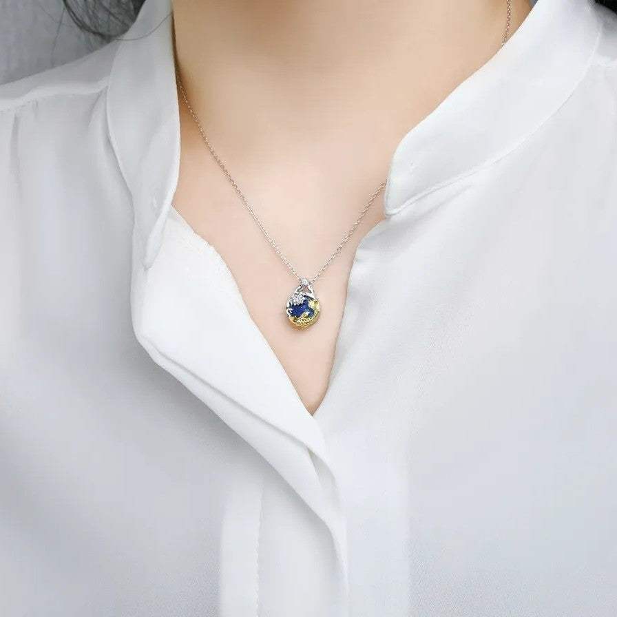 Ellie - Oriental painting of the night sky Pond Necklace (tumblbug)