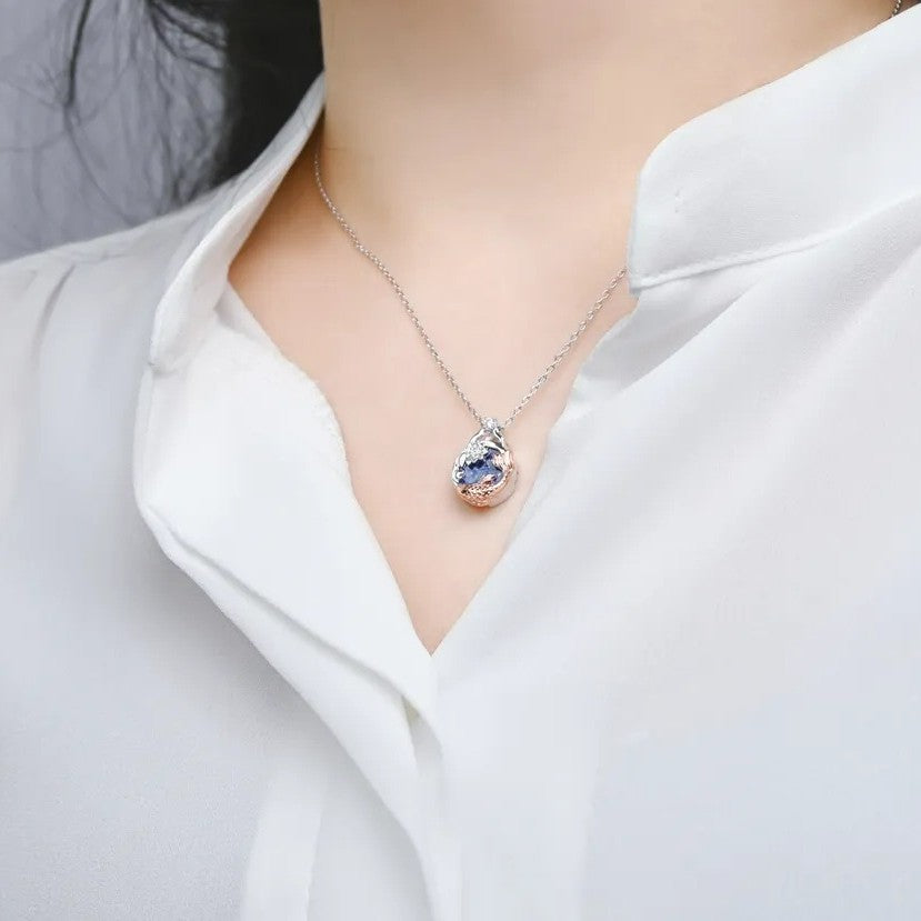 Ellie - Oriental painting of the night sky Pond Necklace (tumblbug)