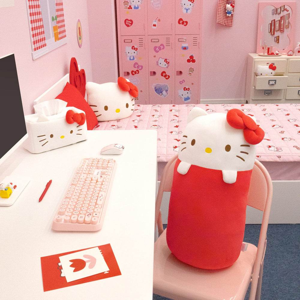 NARA HOME DECO x Hello Kitty - Red Classic Plump Body Pillow + Face Cushion + Tissue Cover Set