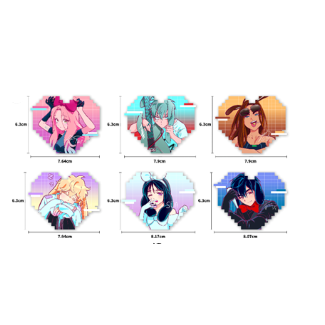 Alien Stage Rabbit Series Pixel Heart Acrylic Refrigerator Sticker