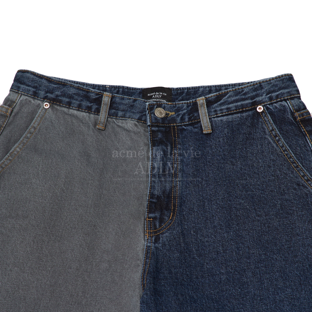 ADLV - Blue/Black Half and Half Denim Pants