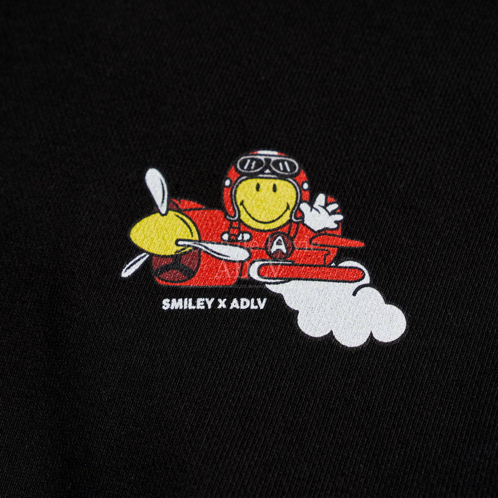 ADLV x Smiley - Biker Smiley Airplane Artwork Printing Hoodie