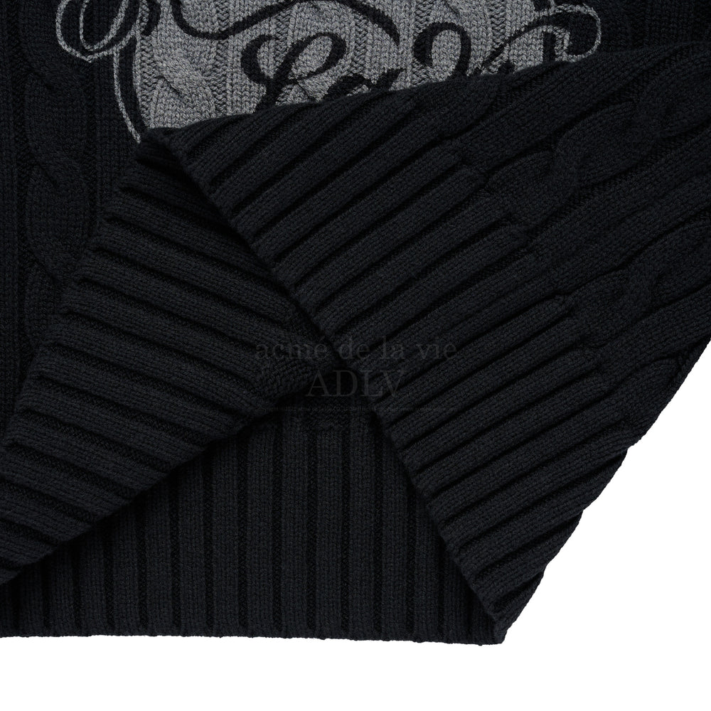 ADLV - Spade Script Logo Cable Knit (Black)