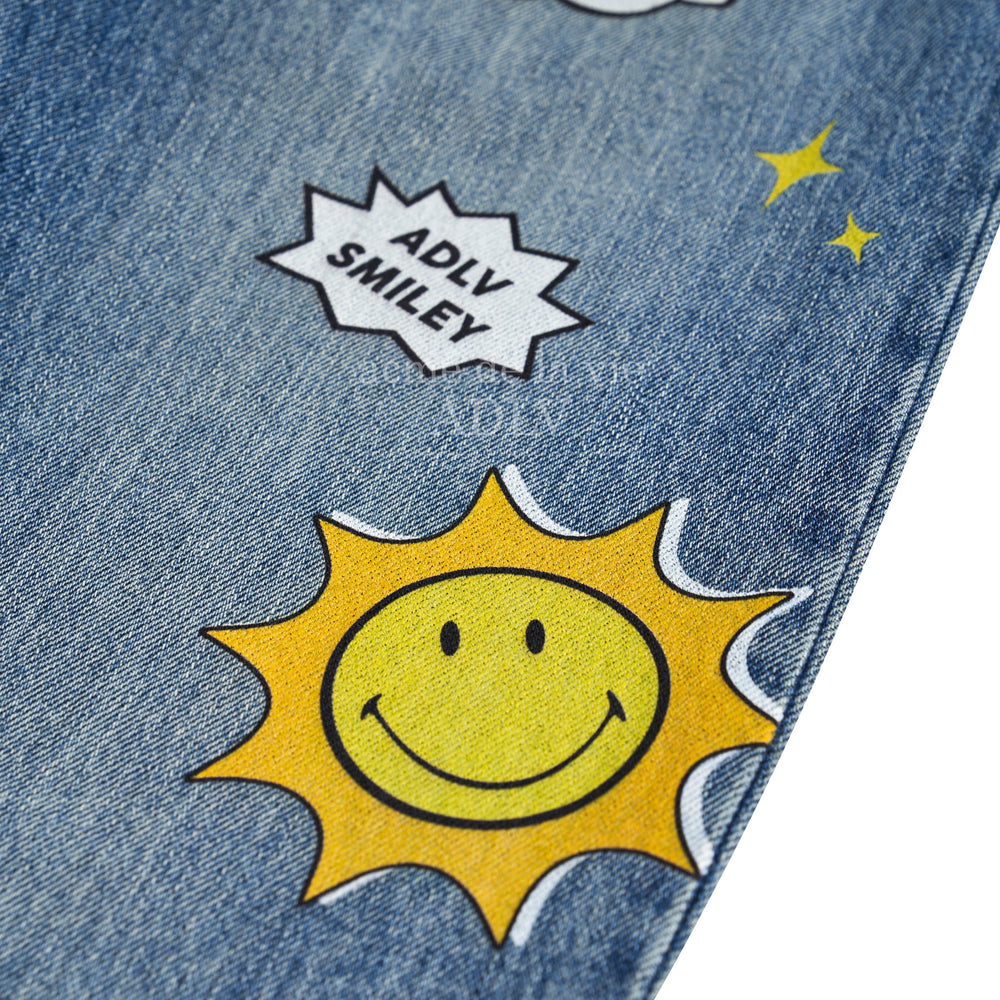 ADLV x Smiley - Sunny Artwork Printing Denim Blue Pants