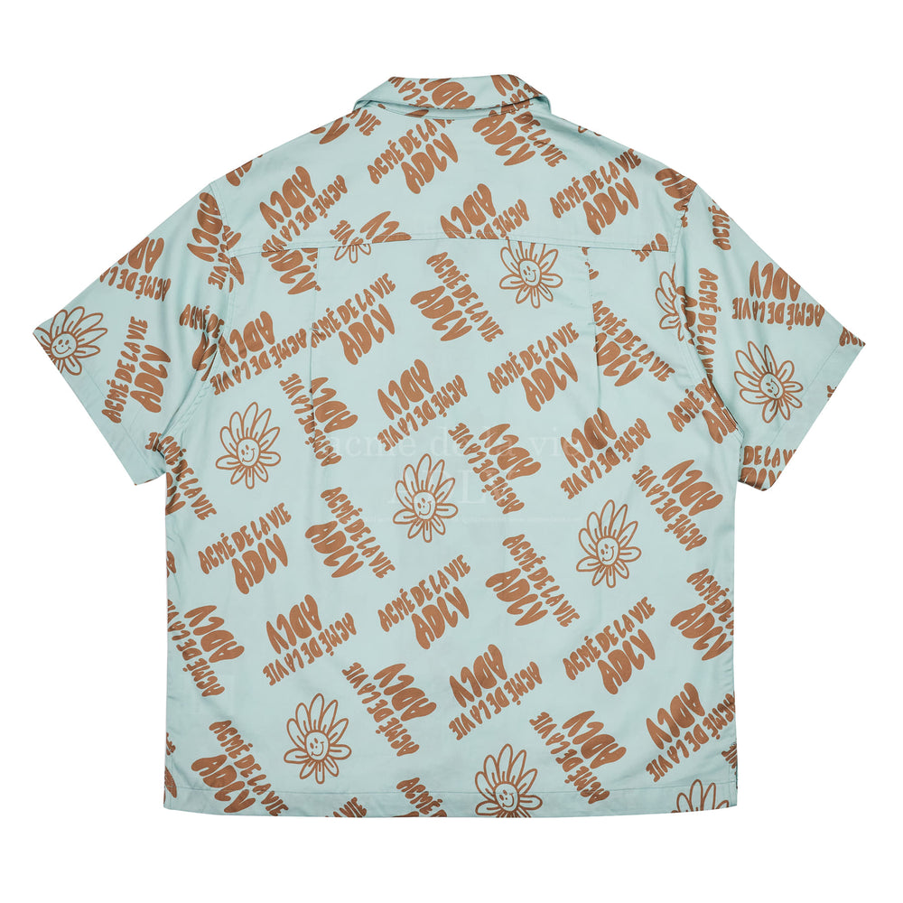 ADLV - Flower Lettering Pattern Open Collar Shirt