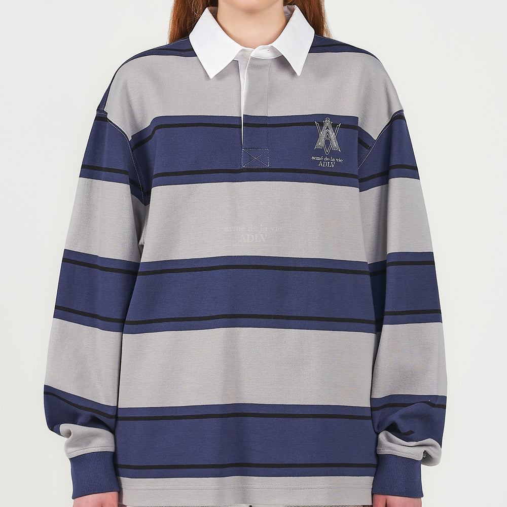 ADLV - A Logo Embroidery Stripe Pattern Polo Shirt