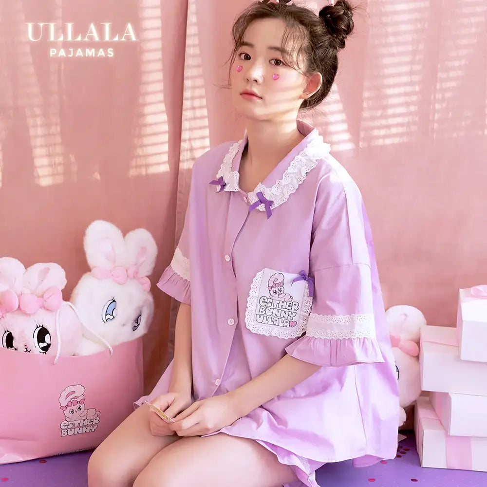 Esther Bunny x Ullala - Sweet and Sour Lavender Pajamas Set - Esther Bunny x Ullala - Clothing - Harumio