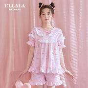 Esther Bunny x Ullala - Heart Bunny Short Sleeve with Lace Pajamas Set - Esther Bunny x Ullala - Clothing - Harumio