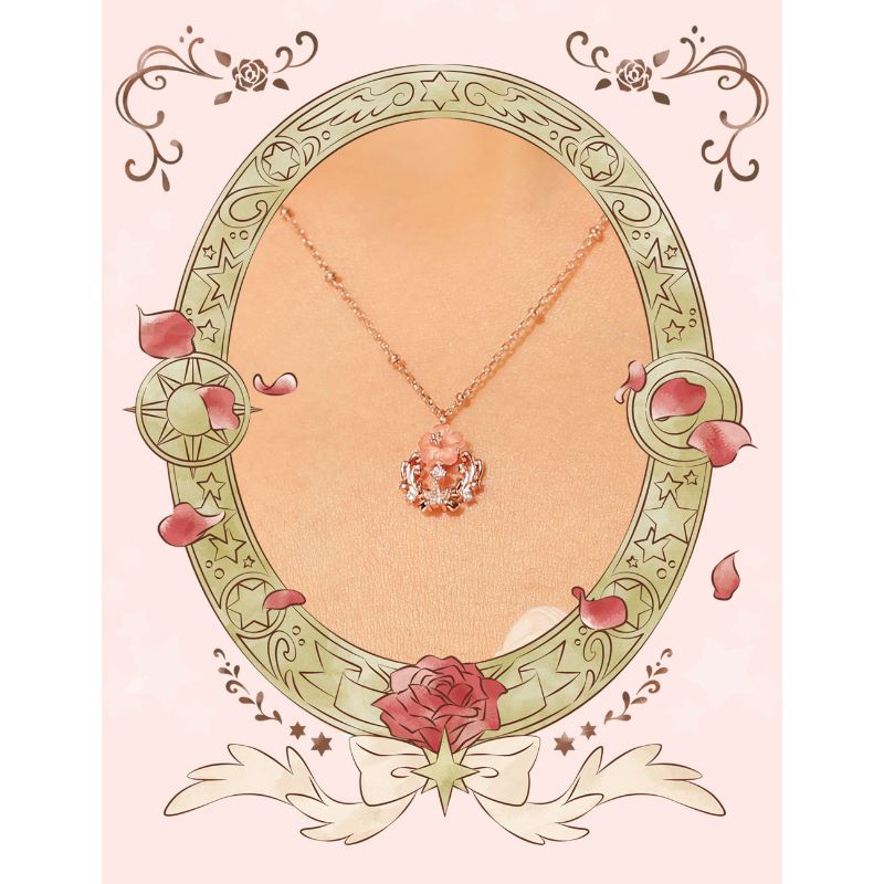 OST x Cardcaptor Sakura - Pink Cherry Blossom Starlight Silver Necklace