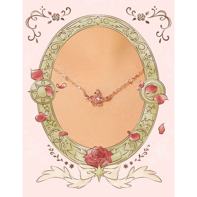 OST x Cardcaptor Sakura - Crown Cherry Blossom Wing Silver Necklace