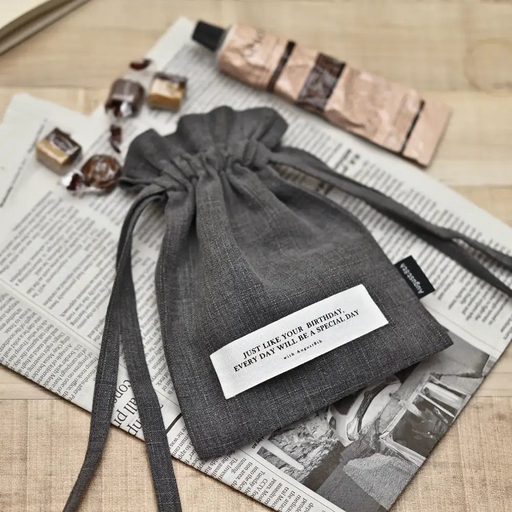August8th - Birthday Linen Bucket Pouch - August8th - Accessories - Harumio