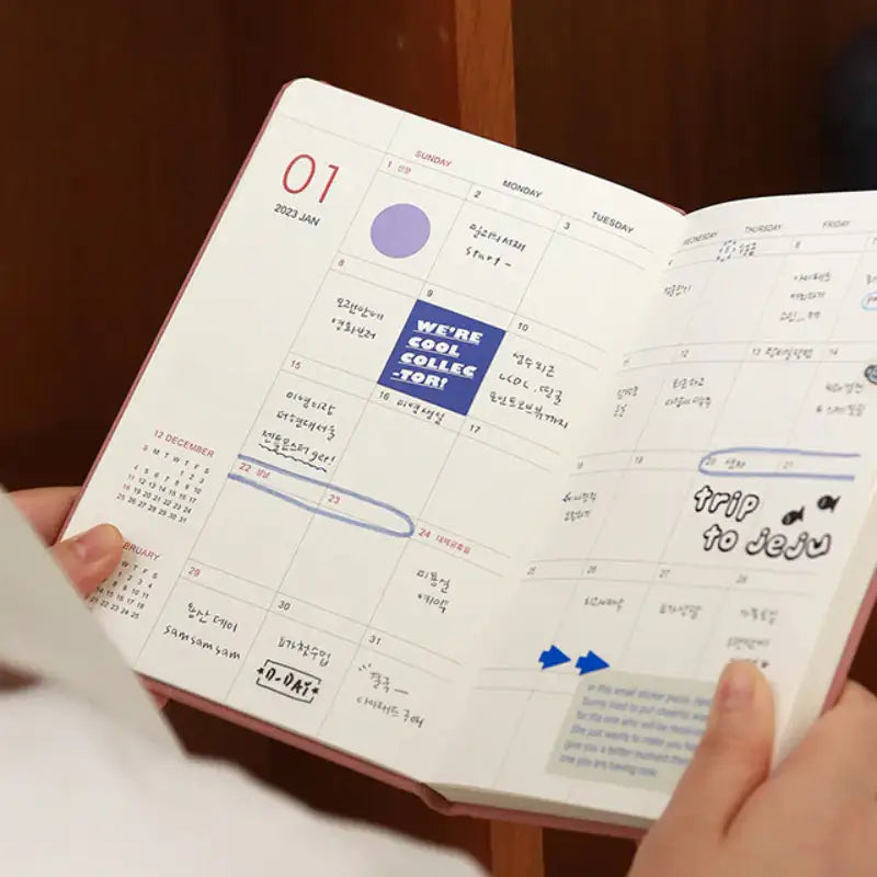 INDIGO - 2023 Prism Leather Weekly Diary B6 - INDIGO - Diary - Harumio