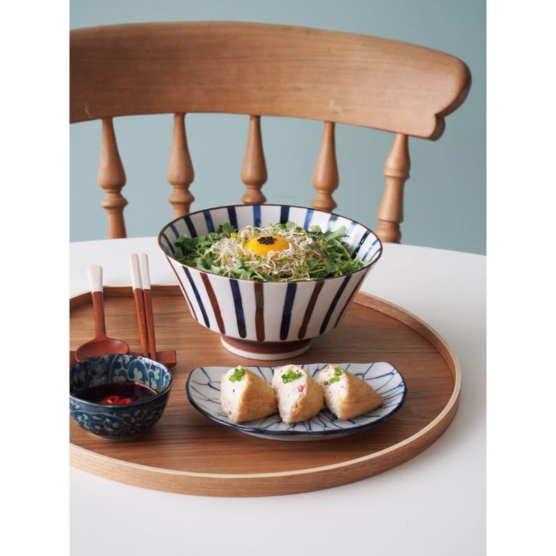 Bymino - Late Night Restaurant Vintage Two-tone Line Noodle Bowl 18cm