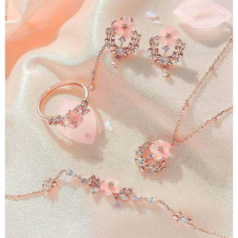 OST x Cardcaptor Sakura - Pink Cherry Blossom Starlight Silver Necklace - OST - Jewelry - Harumio