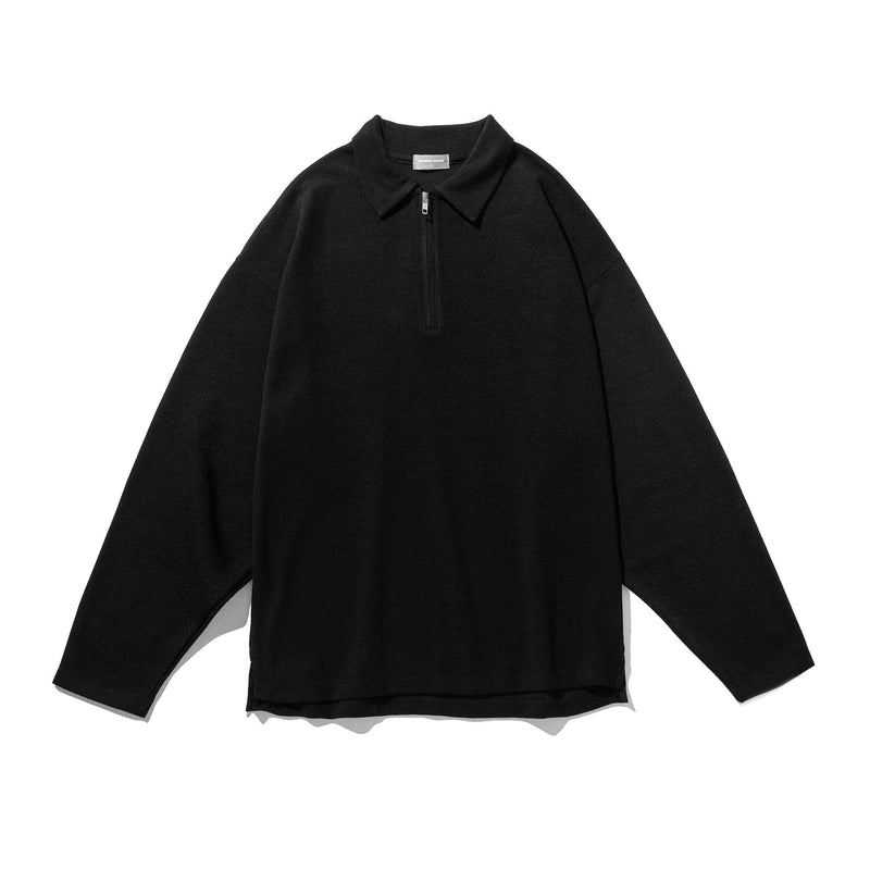 Liful - Half Zip-Up Polo Shirt - Black
